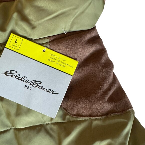Eddie Bauer Quilted Dog Coat Jacket Sz Large Green New NWT Fall Winter Warmth - Picture 7 of 13